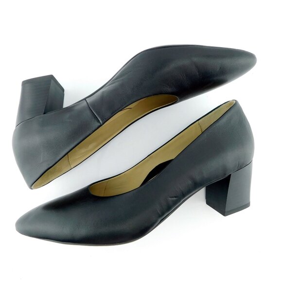 ARA HIGH SOFT Black Leather Block Heel Pumps 7UK / 9.5US - Picture 5 of 9
